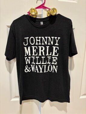 Black Graphic Tee with White Band Name Print